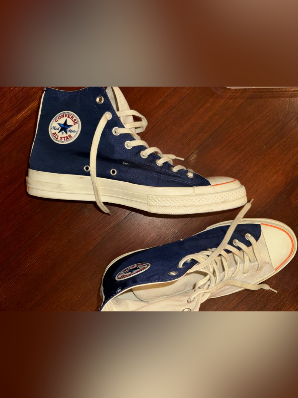 Converse High Top Sneakers in Navy and White